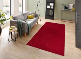 THEKO Wollteppich Gabbeh Uni, Handweb Teppich, meliert, reine Wolle, handgewebt, rechteckig, Höhe: 14 mm, Schlafzimmer, Wohnzimmer, Esszimmer, auch als Läufer oder rund