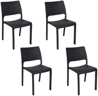 Dmora 4er Set Gartenstühle Cereseto, Gartensitz, Für drinnen und draußen, Stapelbar, Made in Italy, 47x53 h82 cm, Anthrazit