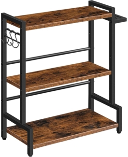 Gewürzregal Küchenregal mit 3 Haken Verstellbare Füße Dunkelbraun-Schwarz