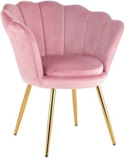 Baroni Home Gepolsterter Sessel mit Muschel-Rückenlehne aus Samt mit goldenen Beinen, Sessel für Wohn- und Schlafzimmer, 69 x 71 x 84 cm