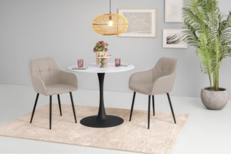 HELA Essgruppe MOSEL, (3-tlg), Tisch 90x75 cm, Platte rund, gesinterter Stein, Armlehnenstuhl