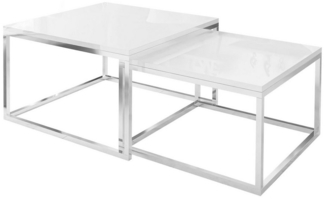 Lookway Couchtisch Yoshi 2in1 Hochglanz mit Chromuntergestell (2er-Set), Breite: 70 cm und 60 cm