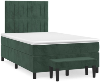 vidaXL Boxspringbett mit Matratze Dunkelgrün 120x200 cm Samt 3137956