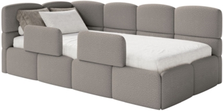 Selsey 'Cloudy' Jugendbett links, Matratze & Rausfallschutz, Bouclé Grau, 90x200 cm
