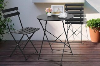 TLGREEN Balkonset Gartenmöbel Bistro Set Metall, (3 Teilig), Balkonmöbel Klappbar, Wetterfest