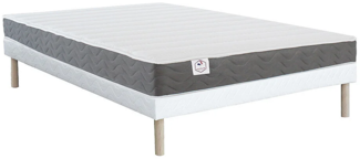 Vente-unique - Schaumstoffmatratze-Bettgestell-Set - 160 x 200 cm - Memory Schaum und atmungsaktiver 3D-Stoff - 1 Zone - Härtegrad 2 - Stärke 18 cm - HEAVEN von DREAMEA