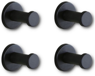 HOOZ Handtuchhaken aus rostfreiem Edelstahl als Garderobenhaken und Handtuchhalter, Badezimmer, (Set, 4-St, einfache Montage), 5 cm Hakenlänge