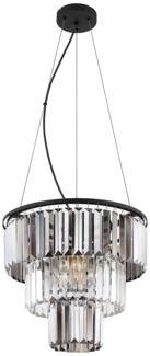 LED Hängeleuchte, 3 Flammig, Kristalle Glas, klar rauch, D 40 cm