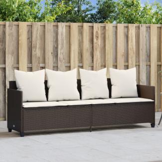 vidaXL Sonnenliege mit Kissen Braun Poly Rattan 368345