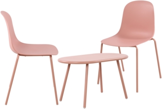 CLP 2er Sitzgruppe Veldin Set 1 Tisch 2 Stapelstühle wetterfest UV-beständig,pink