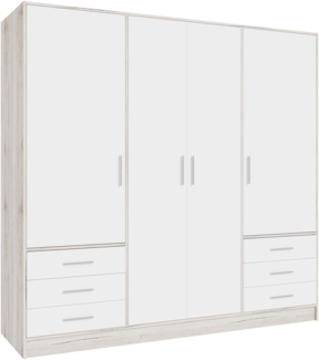 Forte 'Jupiter' Kleiderschrank, Sandeiche/weiß, 4-türig, 207x200 cm
