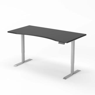 elektrisch höhenverstellbarer Schreibtisch CURVED 180 x 90 cm - Gestell Grau, Platte Anthrazit