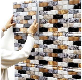 Kaket Wandtattoo 3D Wandpaneele Selbstklebend Wandtapete 30x30 cm (10 St)