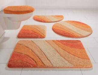 my home Badematte Josie, Badvorleger, Badezimmer Teppich, Höhe 20 mm, rutschhemmend beschichtet, fußbodenheizungsgeeignet, schnell trocknend, strapazierfähig, Polyester, rechteckig, 3-tlg. Hänge-WC Set, Badteppich, Badematten, rechteckig, rund & als 3-...