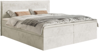 Selsey 'Softie' Boxspringbett 160x200 cm mit Topper und Stauraum, Velours wasserabweisend, Greige