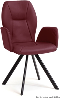Armlehnstuhl drehbar (8er-Set) Diane 58 x 92 x 60 Schwarz/Marsala