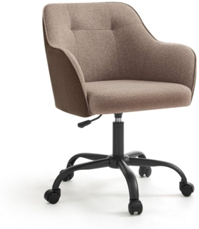 Songmics höhenverstellbarer Bürostuhl, bis 120 kg belastbar, Leinenimitat braun, 64x64 x (83-93) cm