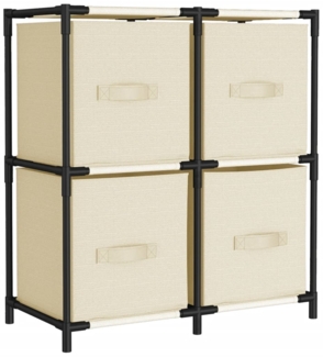 vidaXL Kommode mit 4 Körben aus Stoff, Stahl, 63 × 30 × 71 cm, Creme