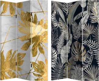 HTI-Living Paravent Paravent Gold Silber Leaves (Stück, 1 St, 1 Paravent), Raumteiler Sichtschutz Trennwand