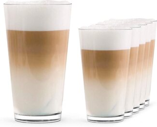 SAHM Latte-Macchiato-Glas Latte Macchiato Gläser Set 6 STK - Kaffee Latte Gläser, Edles Glas, 100% recycelbar