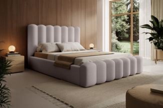 Polsterbett Doppelbett MACON 140x200cm in Stoff Euphoria Beige