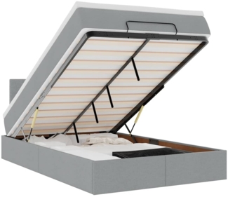 vidaXL Ottoman-Bett mit Matratze & LEDs Hellgrau 120x200 cm Stoff 3312215
