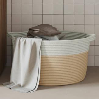 vidaXL Aufbewahrungskorb Beige und Weiß Ø40x25 cm Baumwolle 358463