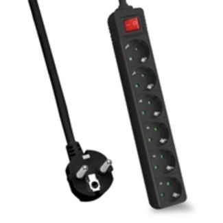 helos Steckdosenleiste CLASSIC, 6-fach, schwarz, 3,0m, mit Schalter robustes kla