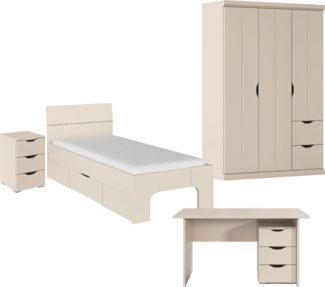 rauch Jugendzimmer-Set Kinderzimmer Komplettzimmer Schlafzimmer-Set (4-tlg) MARLENE, (Set, 4-tlg, in 3 verschiedenen Ausstattungen BASIC/CLASSIC/PREMIUM), erhältlich in verschiedenen Bett- und Schrank-Breiten MADE IN GERMANY