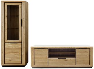 Wohnwand >Greno< (2-teilig) in Wildeiche - 255x200x54 (BxHxT)