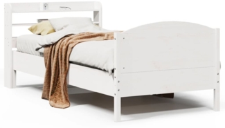 vidaXL Massivholzbett ohne Matratze Weiß 75x190 cm Kiefernholz 3306991