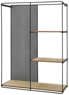 Spetebo Deko-Wandregal Metall Wandregal schwarz mit 3 Etagen - 50 x 40 cm, Packung 1-tlg, Deko Hänge Regal mit Holz Ablagen