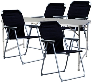 Mojawo Essgruppe 5-teiliges Campingmöbel Set Alu wetterfest 120x60x58/70cm schwarz