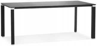 Designer-Besprechungs-/Esstisch XLINE | Der XLINE-Tisch bietet ein schwarzes Design, das Glas und Metall mit ein paar Akzenten von Kadima Design