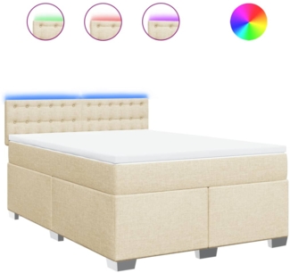 vidaXL Boxspringbett mit Matratze Creme 140x190 cm Stoff 3288202