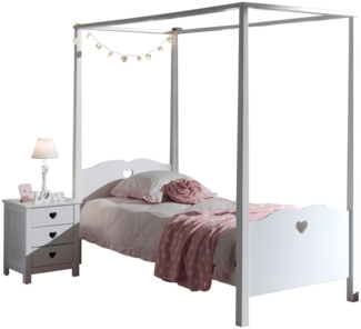 Himmelbett mit Nachtkommode Kamila 211x96x187 MDF Weiß