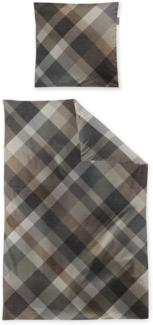 Irisette Zobel Flausch Cotton Bettwäsche 155x220 Rauten braun grau natur 8631-80