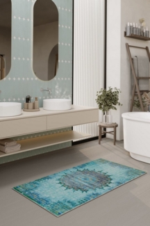 Wecon home Badematte Healing, Höhe 0,5 mm, fußbodenheizungsgeeignet, Polyester, rechteckig, Vintage, waschbar, rutschfest, schnell trocknend, robust, Badteppich