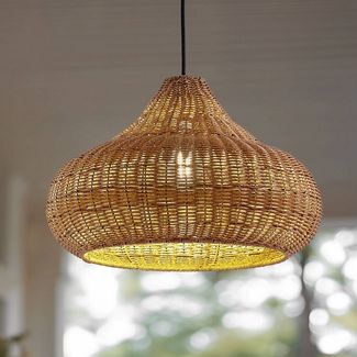 Lucande Hängeleuchten Taniola, Holz IP44, 1 x 15 W LED