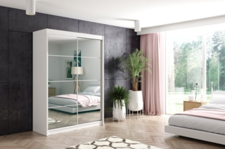 ALTDECOR Schiebetürenschrank VIVI 2 (Kleiderschrank Aluminium-Leisten, Spiegel, Schiebetürenschrank mit LED)