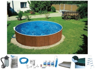 my POOL BWT Rundpool MAONI 3 (Komplett-Set, 8-tlg), Aufstellpool in Holzoptik in verschiedenen Größen