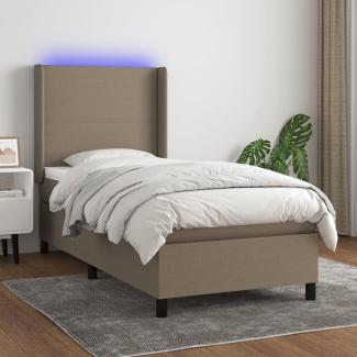 vidaXL Boxspringbett mit Matratze & LED Taupe 90x190 cm Stoff 3138121