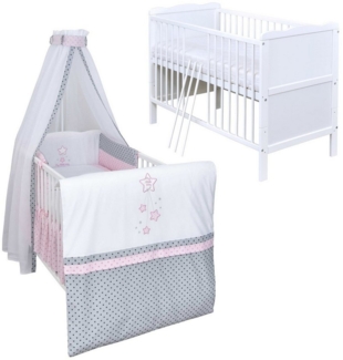 Baby-Delux Komplettbett Babybett Jack Komplettset, 10-tlg, Kinderbett 70x140 cm weiß, Bettset verschiedene Designs