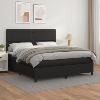 vidaXL Boxspringbett mit Matratze Schwarz 160x200 cm Kunstleder 3142791