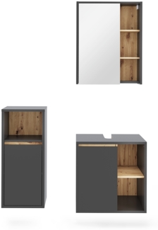 Badmöbel-Set Viola Grau/Artisan 3 Teile Vicco
