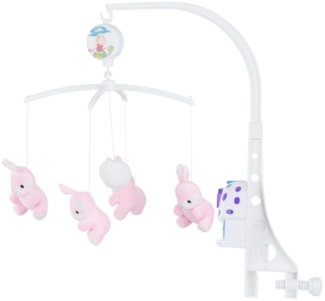 Chipolino Musik Mobile Hasen Melodien, vier Plüschtiere abnehmbar, Nachtlicht rosa