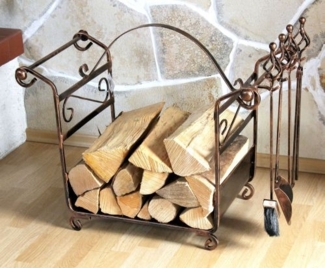 Kaminholzregal mit Kaminbesteck Art. 183 Kaminholzständer 77cm Holzkorb Kaminset