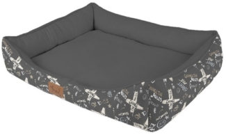 TopMeow Tierbett XL Hundebett mit Rand, 94*70*22 cm, Made in Spain, Leinenstoff, Hundekissen, Hundesofa, Hundekorb, flauschig weich
