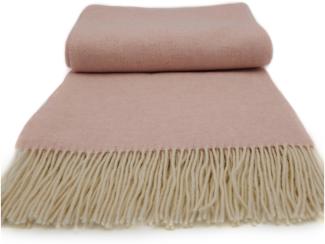 Wohndecke Fair de luxe Kaschmir easy care | Kaschmir Wolldecke | Sofadecke/Couchdecke | Tagesdecke | Flauschig & Kuschlig warm | Anschmiegsame Kuscheldecke 140x190 cm (Rose, Kaschmir/Wolle)