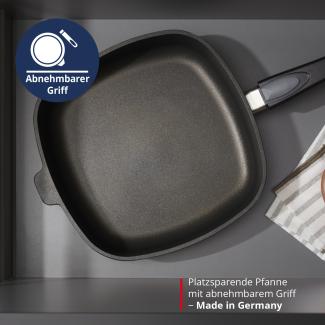 MEISTERKOCH Bratpfanne 28x28 cm, Induktion, Antihaft, abnehmbarer Griff | 6,5 cm hoher Rand, 4,3l Volumen | Made in Germany | 4-lagige Titanium-Versiegelung, spülmaschinengeeignet